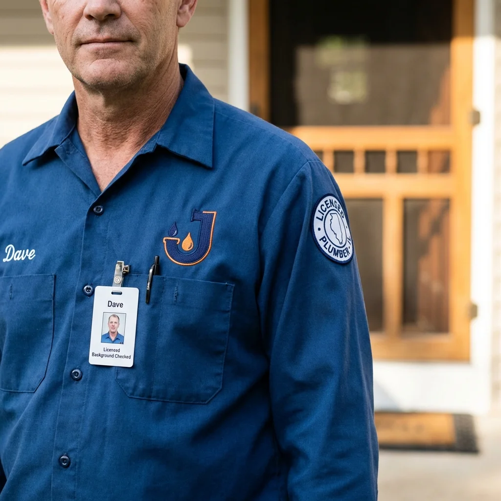 Licensed plumber showing ID badge in Elizabethtown, IL