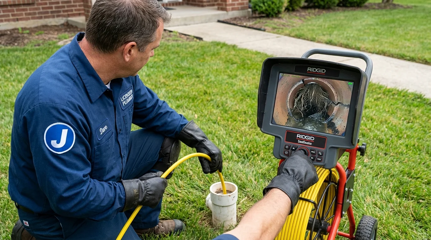 Sewer camera inspection being performed by Johns Plumbing LLC in Elizabethtown